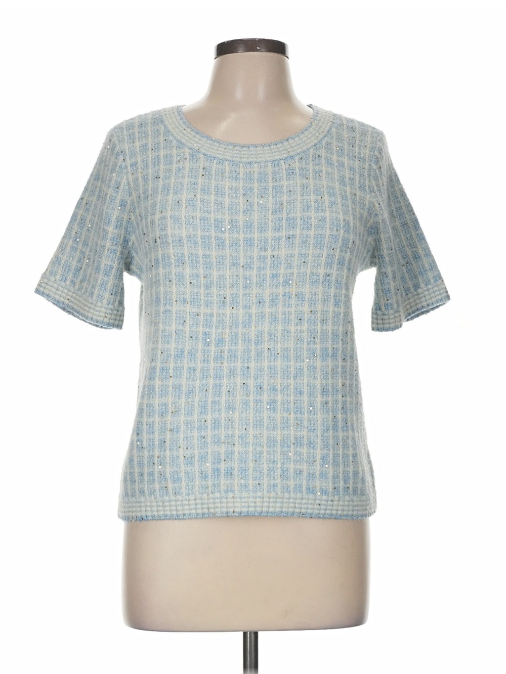 Talbots Light Blue Short Sleeve Knit Sweater Top